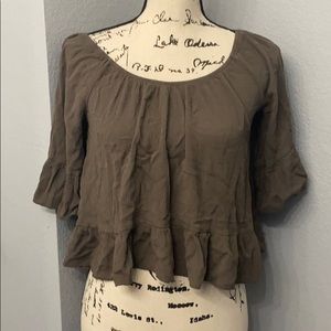 Olive Ruffle Top